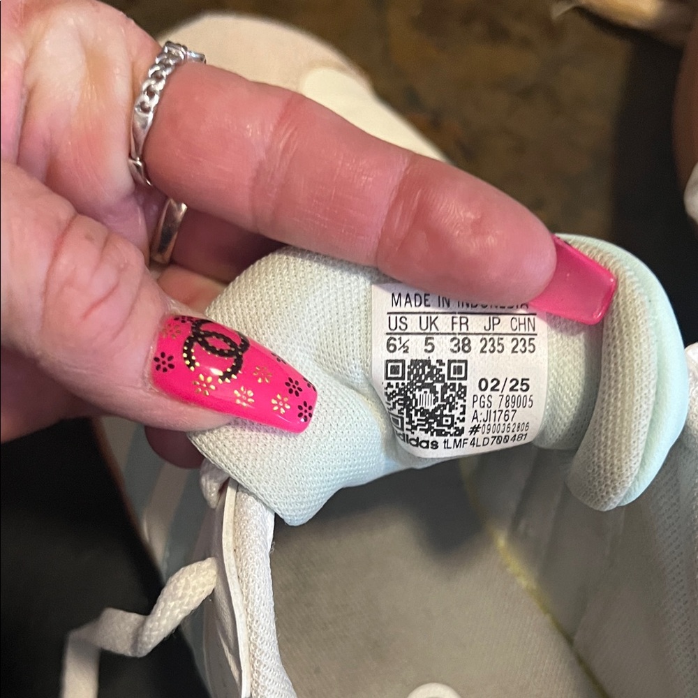 adidas Women's White Mint Gum Sole Sneakers - Picture 4 of 5